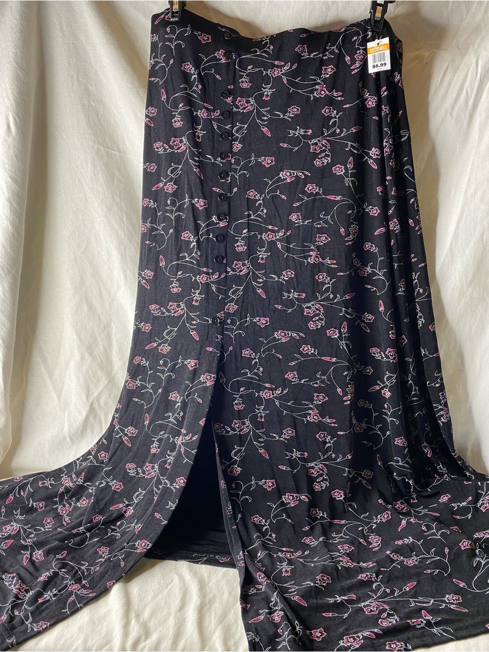 Briggs New York Black Maxi Skirt with Pink Floral Print